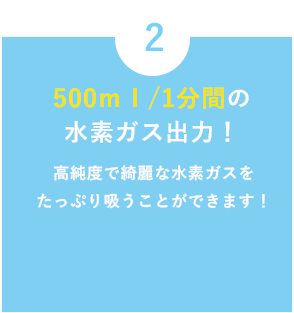 500ｍｌ/1分間の水素ガス出力！